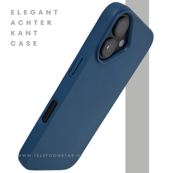 iPhone 16 hoesje blauw soft touch siliconen met schokabsorptie