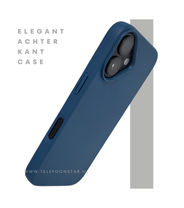 iPhone 16 hoesje blauw soft touch siliconen met schokabsorptie