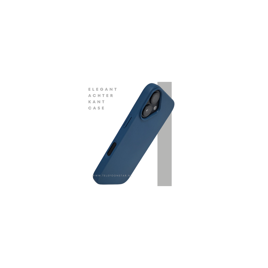 iPhone 16 hoesje blauw soft touch siliconen met schokabsorptie