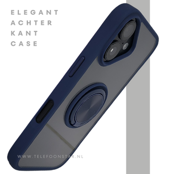 iPhone 16 hoesje blauw transparant cover met MagSafe ring en bescherming