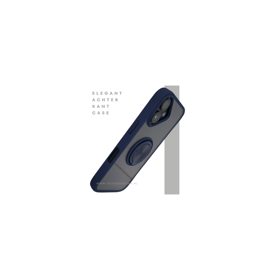 iPhone 16 hoesje blauw transparant cover met MagSafe ring en bescherming