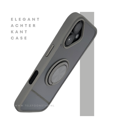 iPhone 16 Plus hoesje grijs transparant met MagSafe ring en valbescherming