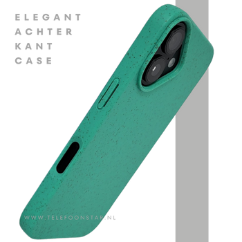 iPhone 16 Plus hoesje groen eco-vriendelijk bioplastic met zachte textuur