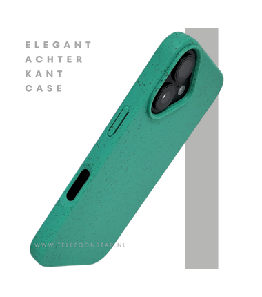 iPhone 16 hoesje groen eco-vriendelijk bioplastic met zachte textuur