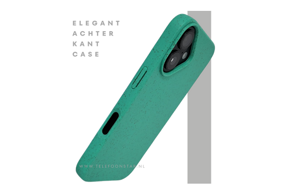 iPhone 16 Plus hoesje groen eco-vriendelijk bioplastic met zachte textuur