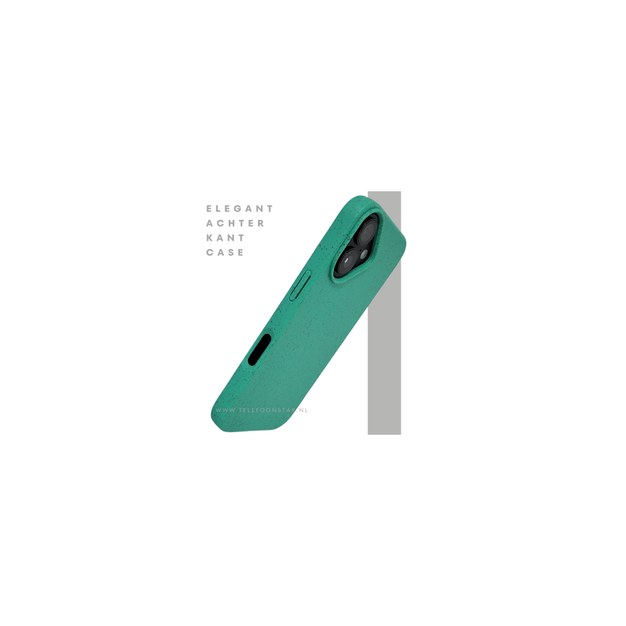 iPhone 16 Plus hoesje groen eco-vriendelijk bioplastic met zachte textuur