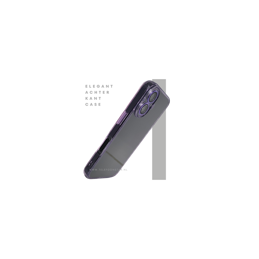 iPhone 16 hoesje lila transparant met schokbestendige bescherming en slank design