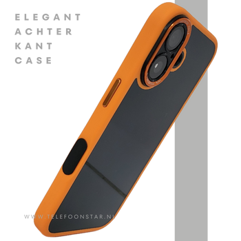 iPhone 16 Plus oranje transparant met schokbestendige bescherming