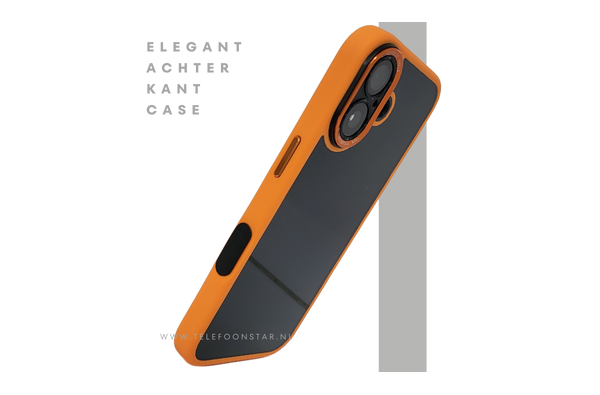 iPhone 16 Plus oranje transparant met schokbestendige bescherming