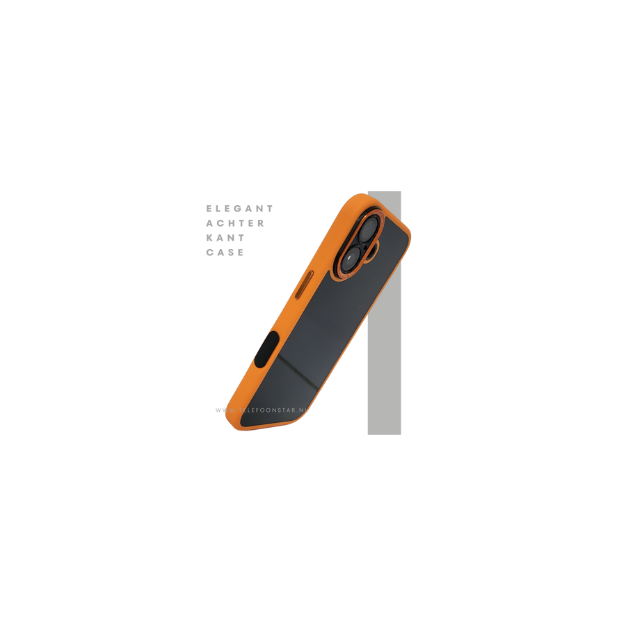 iPhone 16 Plus oranje transparant met schokbestendige bescherming