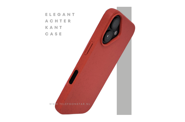 iPhone 16 hoesje rood eco-vriendelijk bioplastic schokbestendige cover