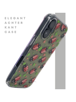 iPhone 16 hoesje transparant met lieveheersbeestjes print en schokbestendige bescherming