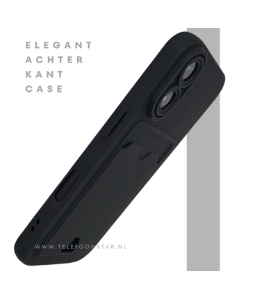 iPhone 17 hoesje zwart met kaarthouder en schokbestendige bescherming