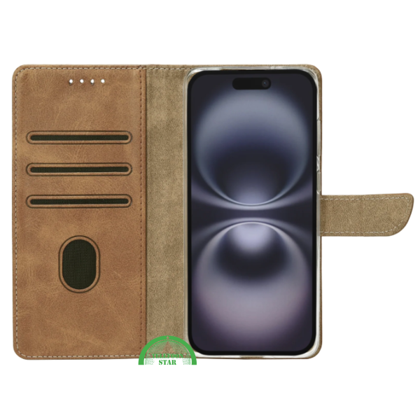 iPhone 17 Air Bookcase Hoesje Bruin &ndash; Wallet Case met Pasjeshouder &amp; Standfunctie – foto 4