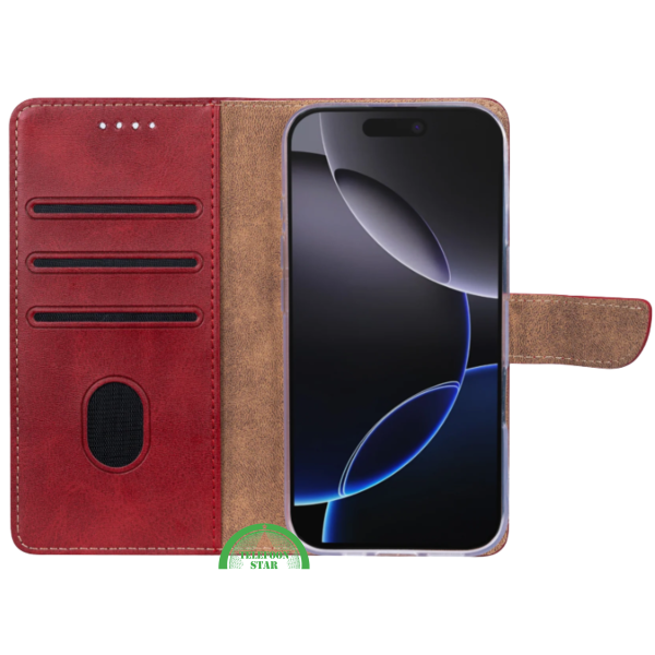 iPhone 17 Air Bookcase Hoesje Rood - Wallet Case met Standfunctie &amp; Pasjeshouder – foto 4