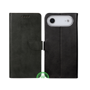 Bookcase iPhone 17 Air Zwart &ndash; Klassieke Leren Look & Volledige Bescherming