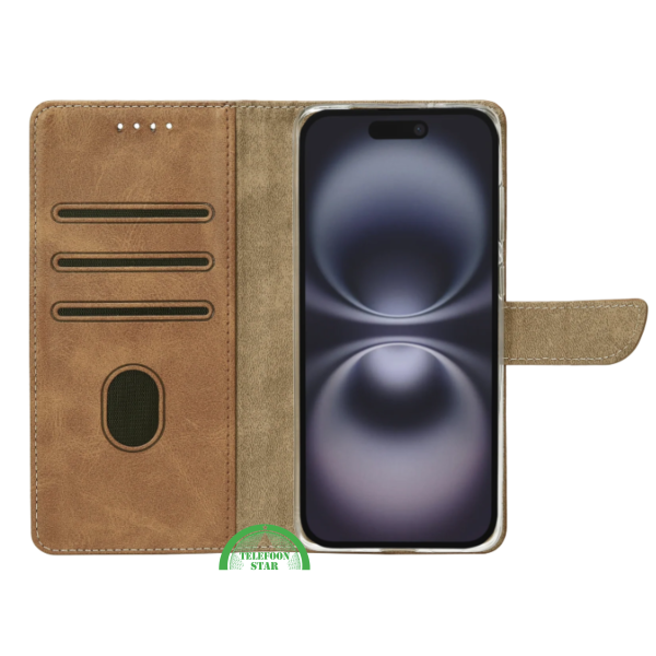 iPhone 17 Bookcase Hoesje Bruin &ndash; Standfunctie &amp; Kaartvakjes – foto 4
