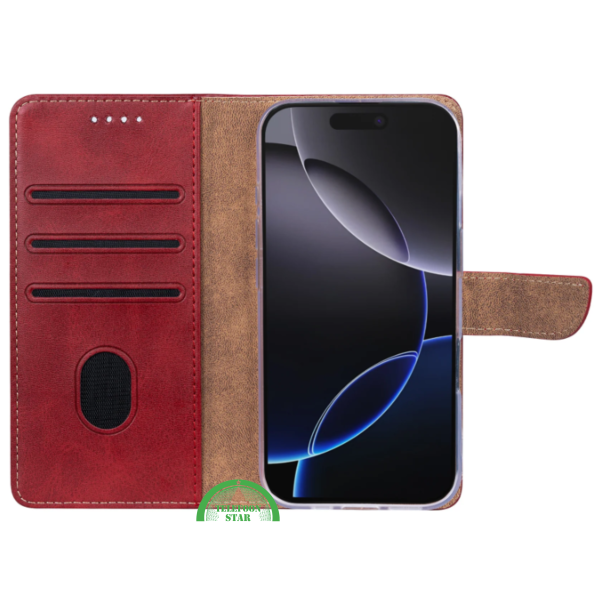 iPhone 17 Bookcase Hoesje Rood &ndash; Luxe Wallet Case met Standaard &amp; Pasjeshouder – foto 4