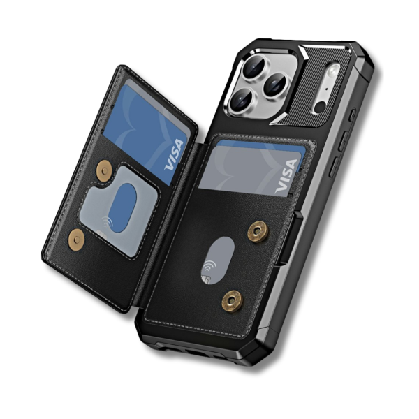 iPhone 17 Pro Max Hoesje Met Kaarthouder En Standaardfunctie Zwart – foto 4