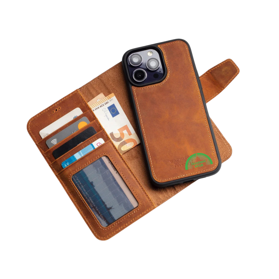 2-in-1 Luxe Bookcase Hoesje Bruin &ndash; Magnetisch iPhone Hoesje