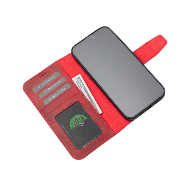 2-in-1 Luxe Bookcase Hoesje Rood &ndash; Magnetisch iPhone Hoesje – foto 4