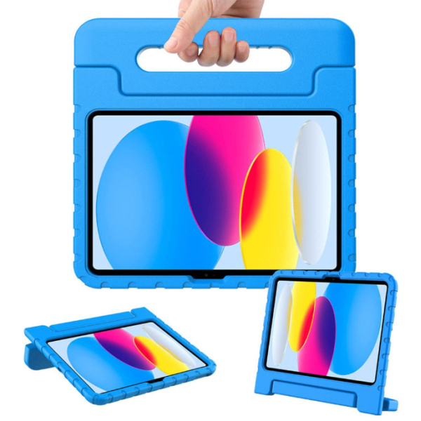 Stevige iPad Kids Hoes Blauw &ndash; met handvat en kickstand – foto 2