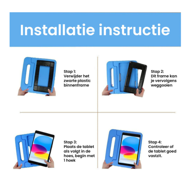 Stevige iPad Kids Hoes Blauw &ndash; met handvat en kickstand – foto 4