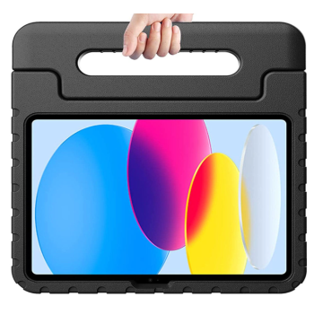 Stevige iPad Kids Hoes Zwart &ndash; met handvat en kickstand