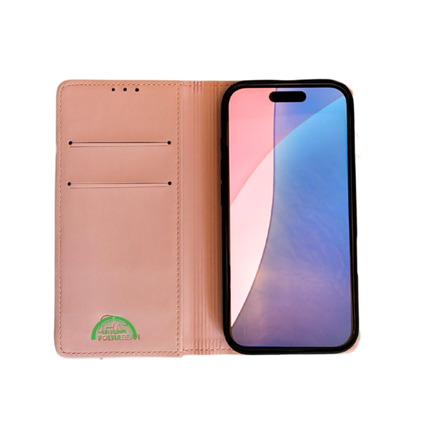 portemonnee licht Roos cover boek case iPhone 16 – foto 5