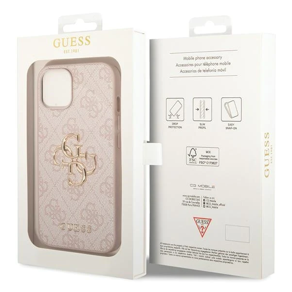 iPhone 15 Hardcase | Guess Gouden Logo | Backcover Roze – foto 4