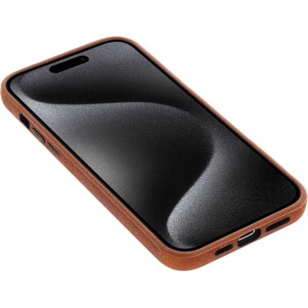 iPhone 15 100% Leer hoesje | Lederen Backcover | Minimalistisch | Cognac – foto 2