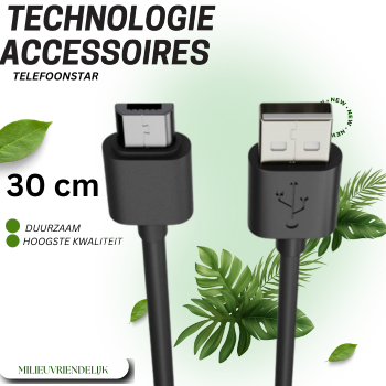 USB naar Micro USB Kabel &ndash; 30cm &ndash; Snelladen & Data &ndash; Compact & Effici&euml;nt