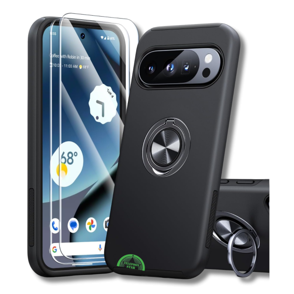 Hoesje voor Google Pixel 8 Zwart Anti-Drop Ring Armor – foto 3