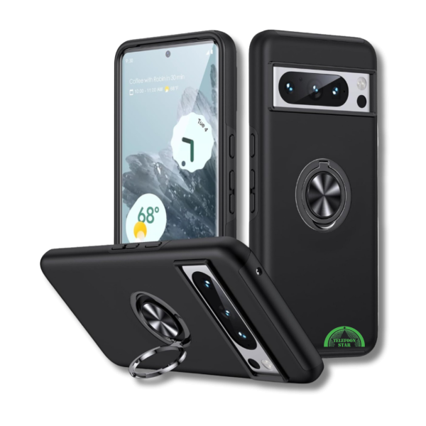 Hoesje voor Google Pixel 8 Zwart Anti-Drop Ring Armor – foto 2