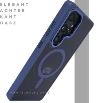 MagSafe Hoesje Transparant met Blauwe Randen Magnetisch Samsung Galaxy S25 Edge