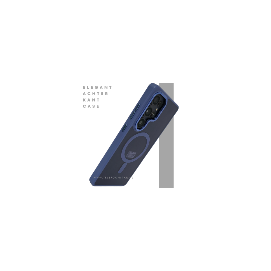 MagSafe Hoesje Transparant met Blauwe Randen Magnetisch Samsung Galaxy S25 Edge