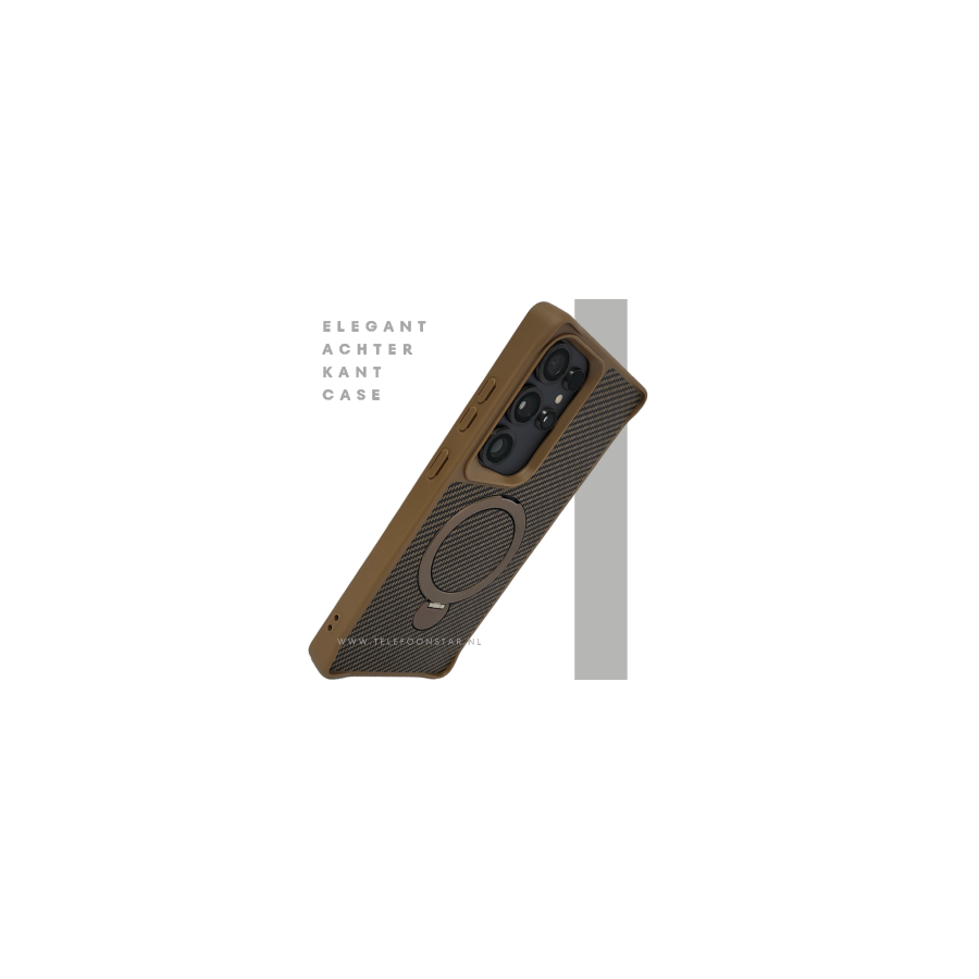 Samsung Galaxy S25 Ultra MagSafe Hoesje Brons Carbon Look Magnetisch Schokbestendig