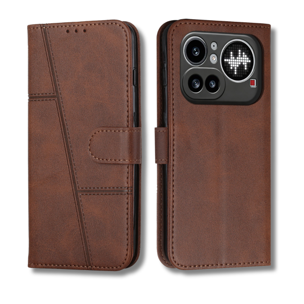 Nothing Phone 4a Pro Bruin Wallet Hoesje met Standaardfunctie 360 graden volledige bescherming – foto 6