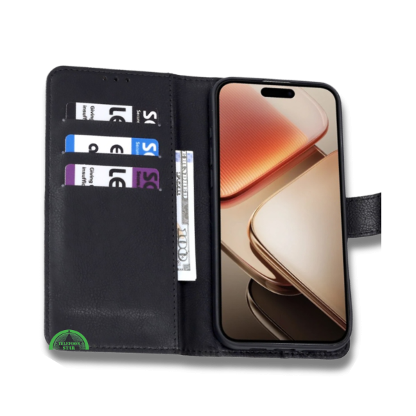 Hoesje voor OnePlus 15R Zwart Bookcase Kunstleer met Pasjeshouder – foto 2