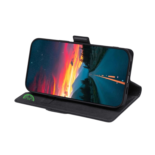 Google Pixel 10a Bookcase Hoesje Zwart Leren Look Met Pasjeshouder – foto 3
