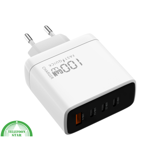 100W GaN Snellader met USB-A en 3x USB-C &ndash; Geschikt voor Laptop, Tablet en Smartphone – foto 6