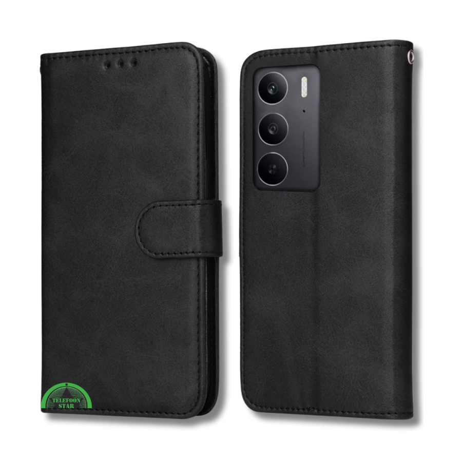 Hoesje voor Oppo A5 5G Zwart Bookcase Premium kunstleer volledig