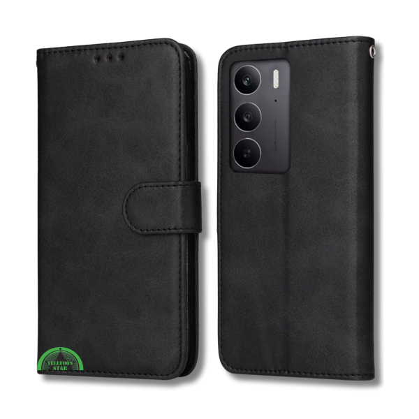 Hoesje voor Oppo A5 5G Zwart Bookcase Premium kunstleer volledig – foto 5