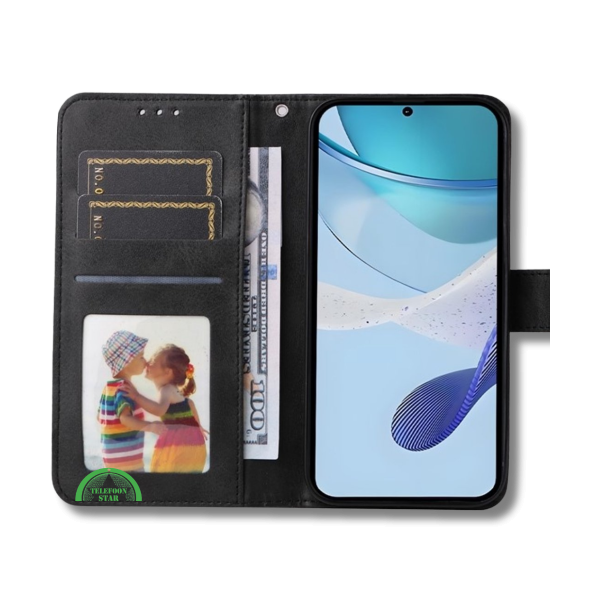 Hoesje voor Oppo A5 5G Zwart Bookcase Premium kunstleer volledig – foto 2