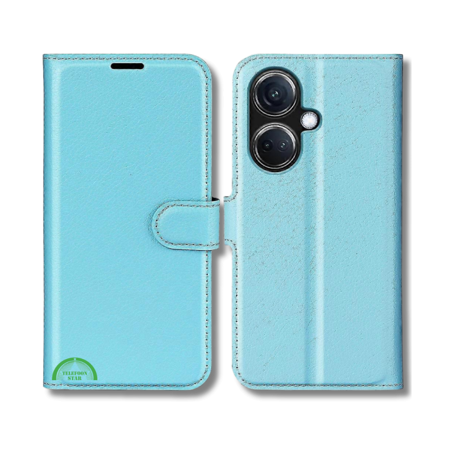 Hoesje voor Oppo A58 4G Lichtblauw Bookcase Premium kunstleer volledig