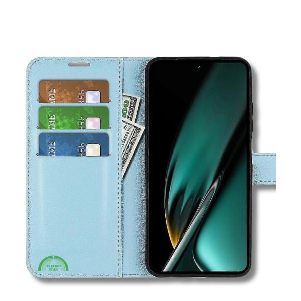 Hoesje voor Oppo A58 4G Lichtblauw Bookcase Premium kunstleer volledig – foto 2