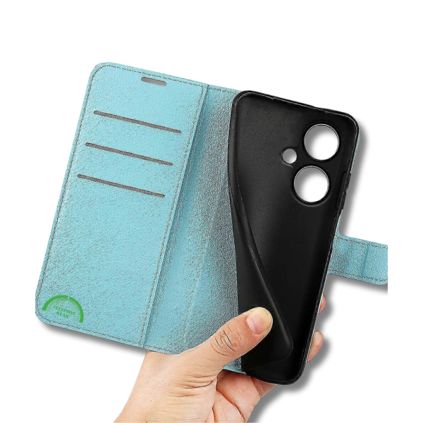 Hoesje voor Oppo A58 4G Lichtblauw Bookcase Premium kunstleer volledig – foto 4