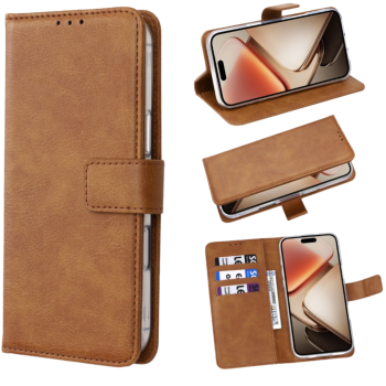 OPPO A6x Bruin Bookcase Hoesje Slank ontwerp met 3 Pasjesvakken