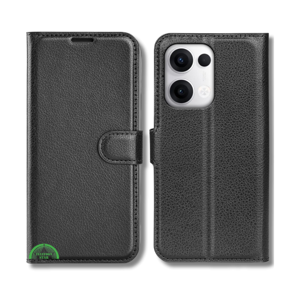 Hoesje voor Oppo Reno 13 Pro Zwart Bookcase Premium kunstleer volledig – foto 3