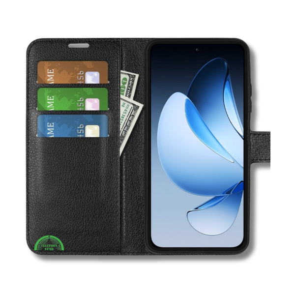 Hoesje voor Oppo Reno 12 5G Zwart Bookcase Premium kunstleer volledig – foto 2